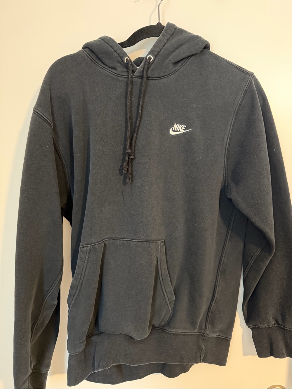 Nike Men's Black Pullover Hoodie with White Swoosh
